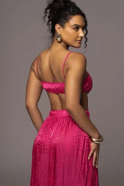 Pink Lets Get Away Satin Pant Set