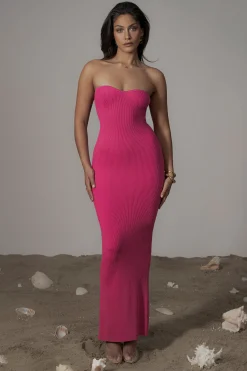 Pink Whisk Away Tube Maxi Dress