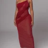 Red Alari One Shoulder Maxi Dress