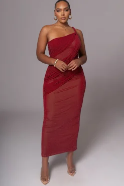 Red Alari One Shoulder Maxi Dress