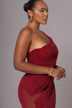 Red Alari One Shoulder Maxi Dress