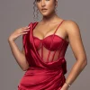 Red Anastacia Drape Maxi Dress
