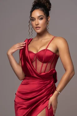 Red Anastacia Drape Maxi Dress