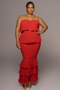 Red Casa Blanca Ruffle Dress