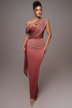 Red Celestina Draped Maxi Dress