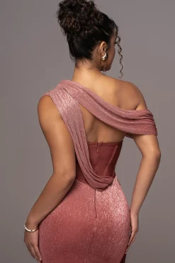 Red Celestina Draped Maxi Dress