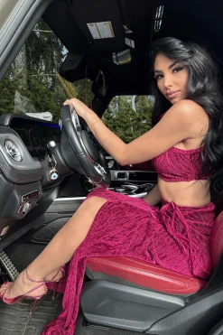 Red Chosen One Velvet Skirt Set