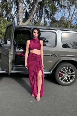Red Chosen One Velvet Skirt Set