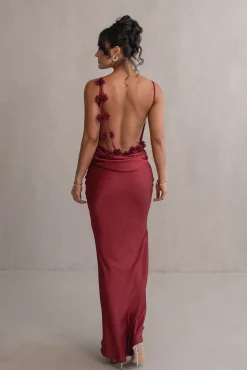 Red Down The Aisle Satin Gown