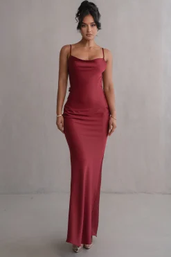 Red Down The Aisle Satin Gown