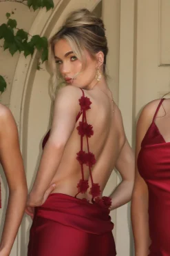 Red Down The Aisle Satin Gown