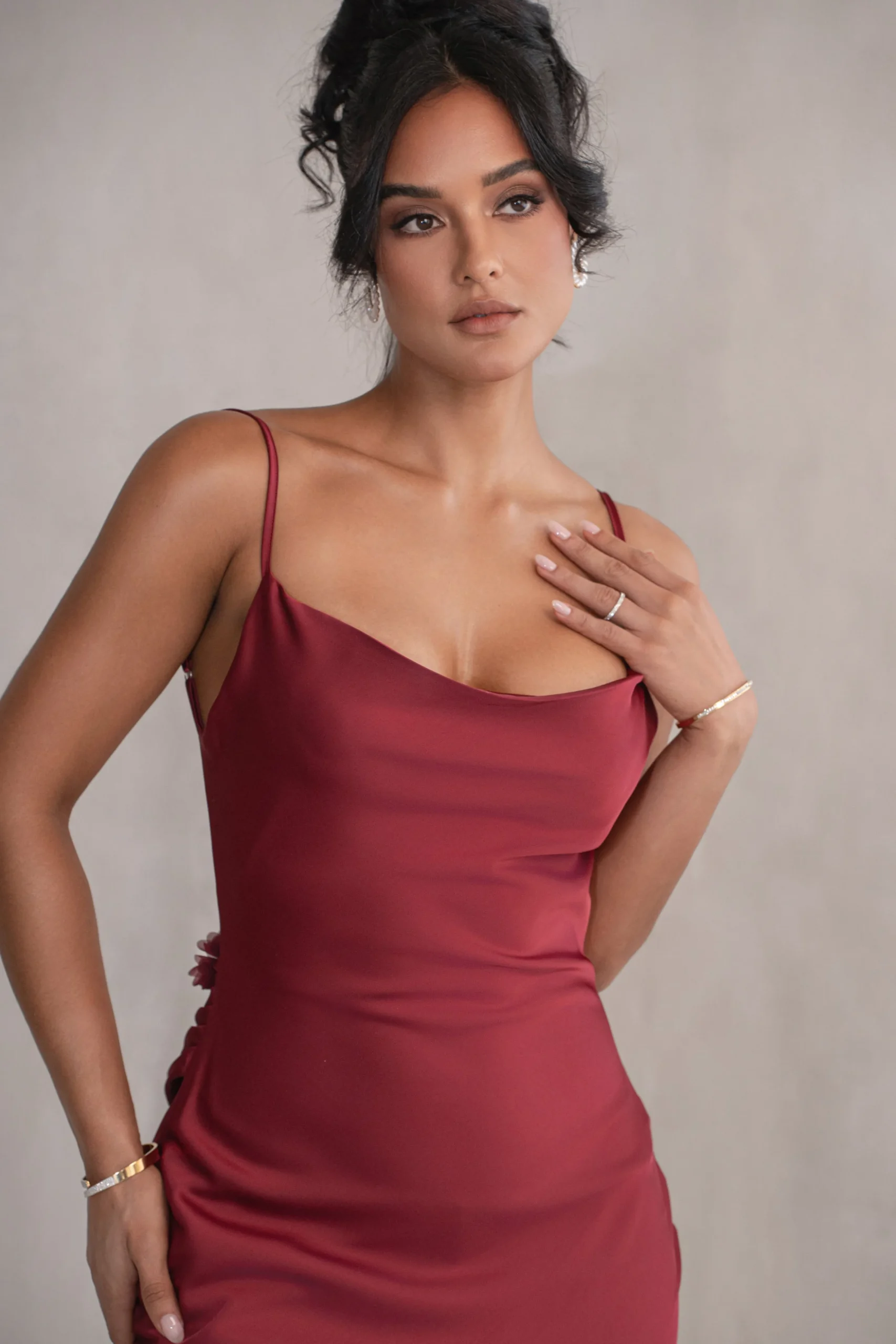 Red Down The Aisle Satin Gown