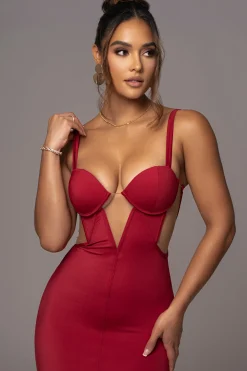 Red Enchantment Bustier Maxi Dress