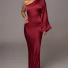 Red Femme Drape Maxi Dress
