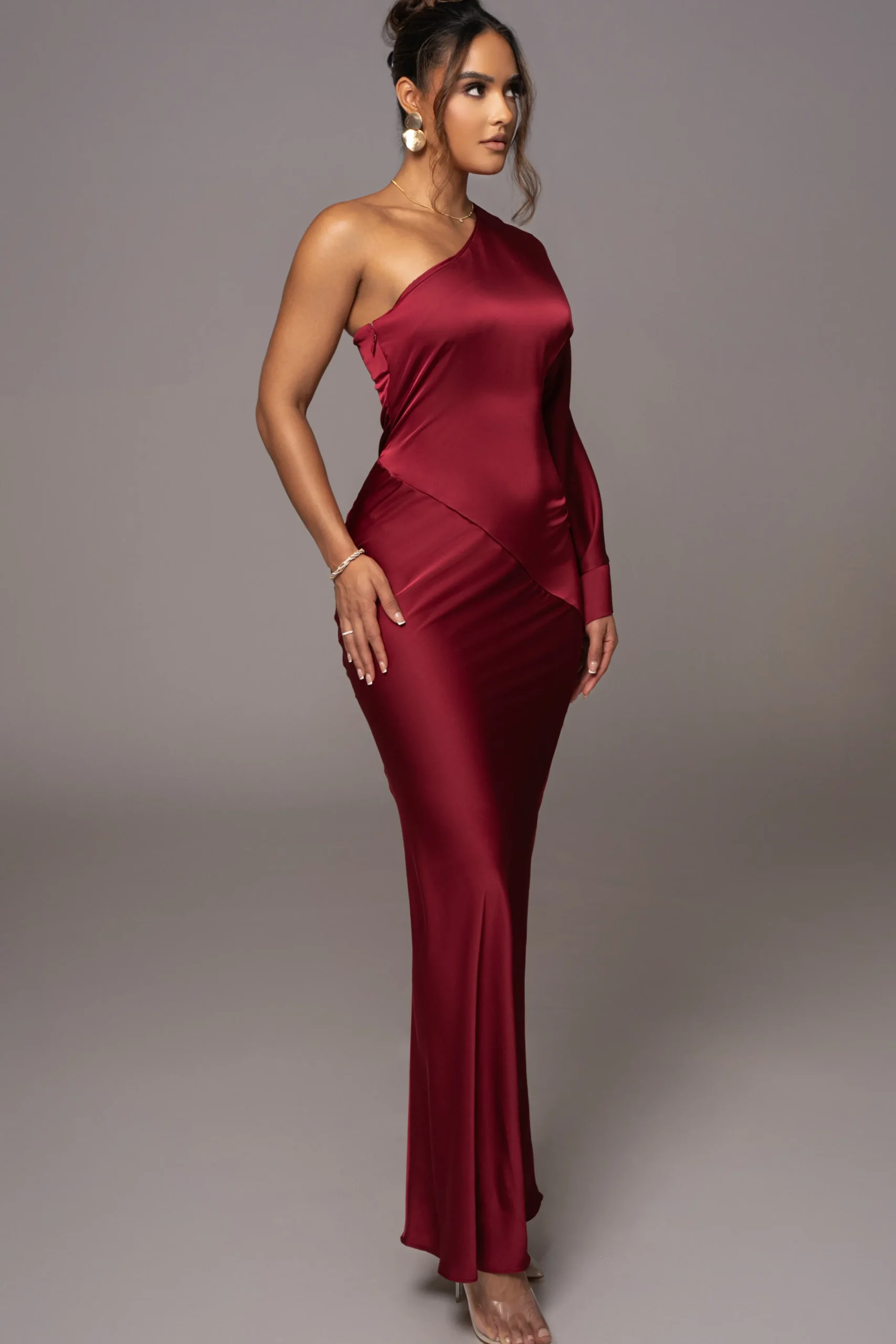 Red Femme Drape Maxi Dress