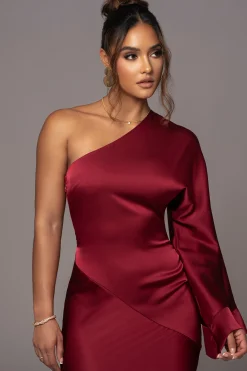 Red Femme Drape Maxi Dress