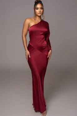 Red Femme Drape Maxi Dress