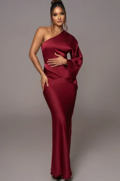 Red Femme Drape Maxi Dress