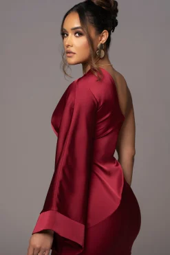 Red Femme Drape Maxi Dress