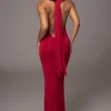 Red Golden Evening Maxi Gown