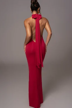 Red Golden Evening Maxi Gown