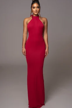 Red Golden Evening Maxi Gown