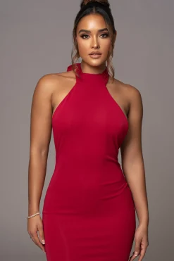 Red Golden Evening Maxi Gown