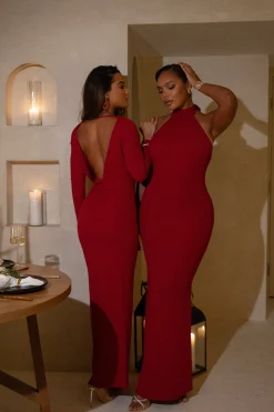Red Golden Evening Maxi Gown