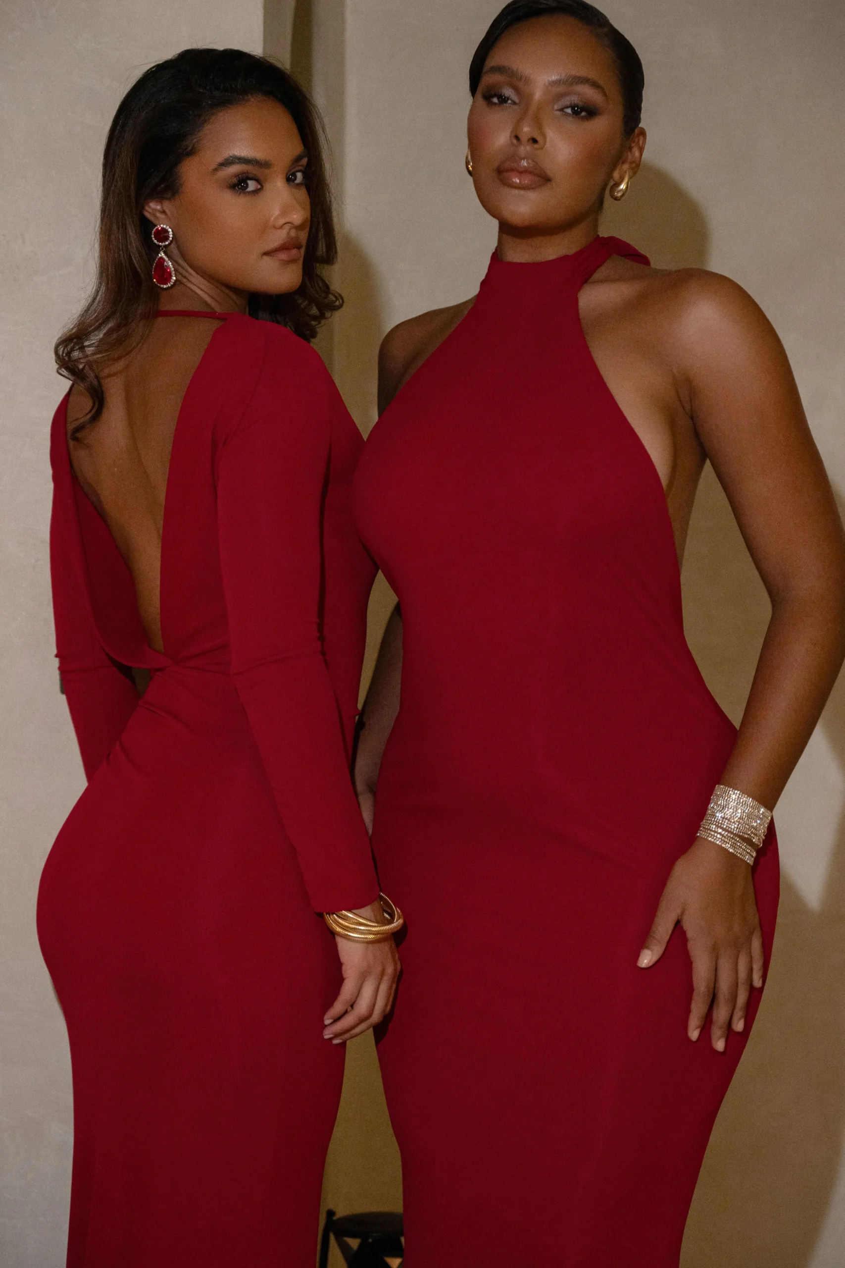 Red Golden Evening Maxi Gown