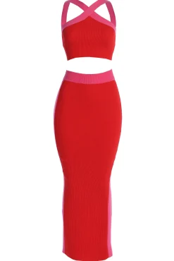 Red Heartbreaker Two-Piece Skirt Set