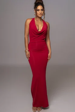Red Infinite Allure Cowl Neck Dress