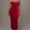 Red JOSANNA VELVET MIDI DRESS