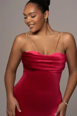 Red JOSANNA VELVET MIDI DRESS