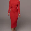 Red Kara Mock Neck Dress