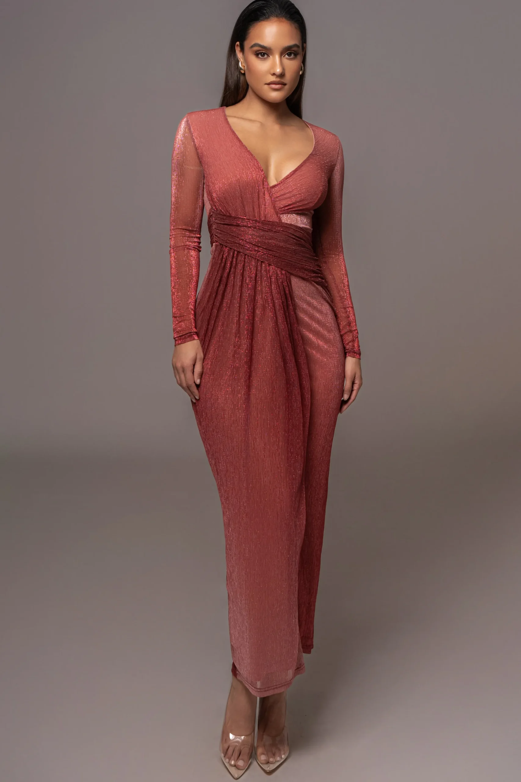 Red Karissa Plunge Maxi Dress