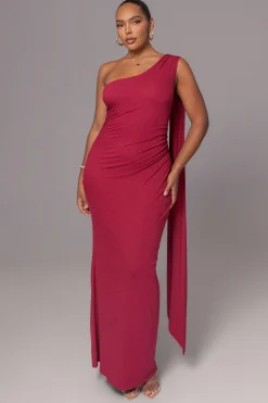 Red Kianna Drape Maxi Dress