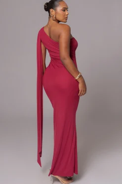 Red Kianna Drape Maxi Dress