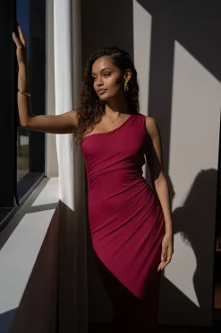 Red Kianna Drape Maxi Dress