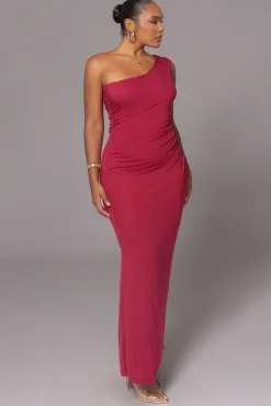 Red Kianna Drape Maxi Dress