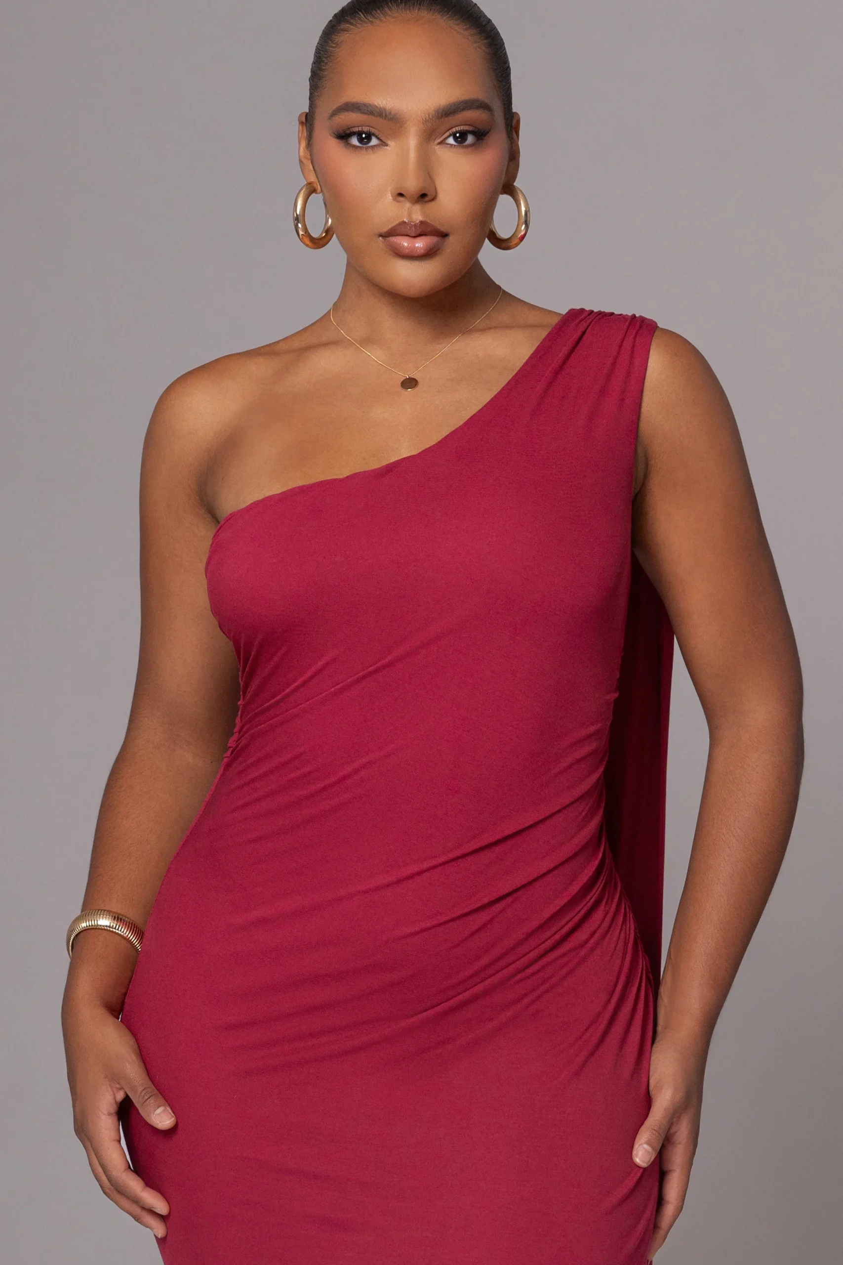 Red Kianna Drape Maxi Dress