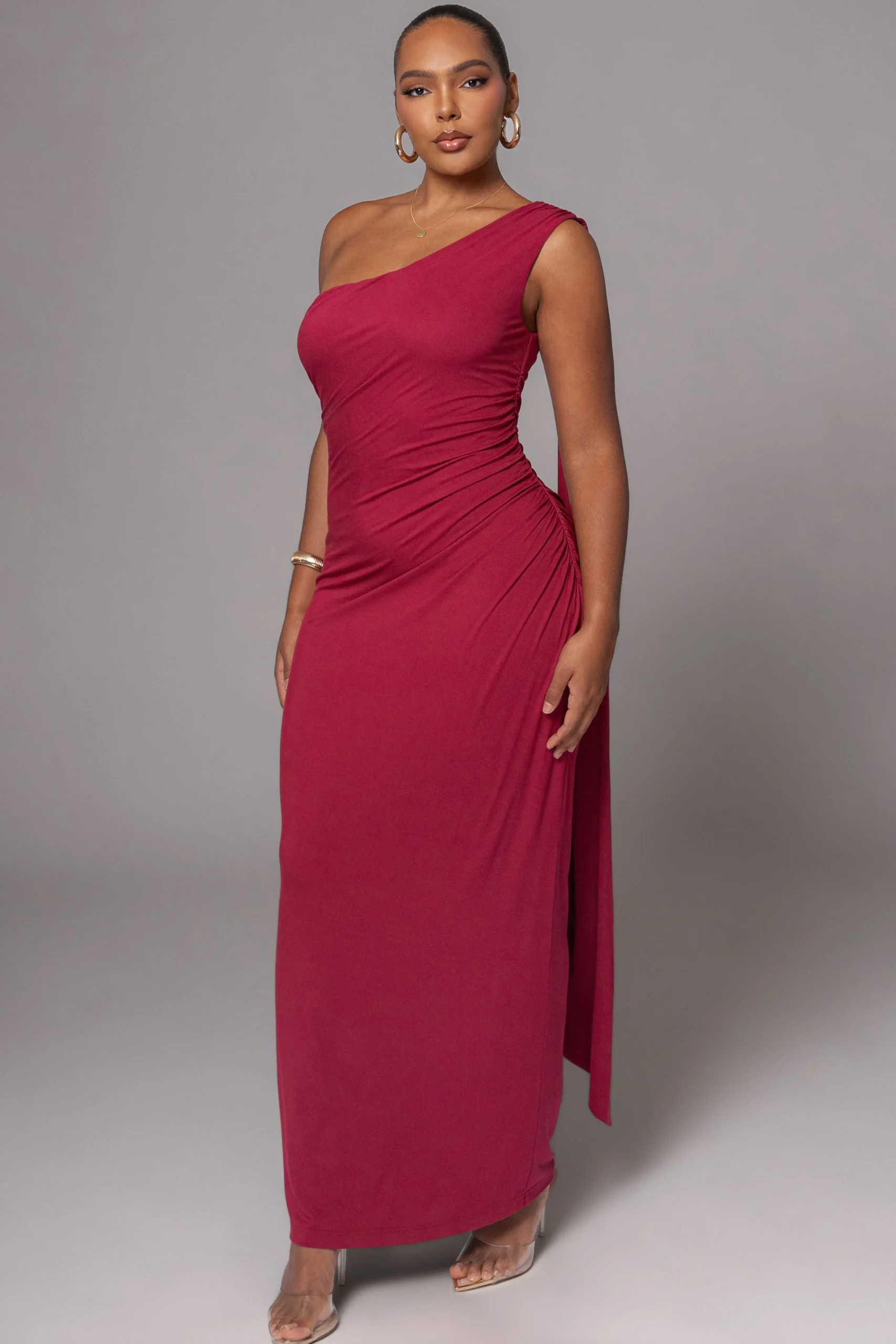 Red Kianna Drape Maxi Dress