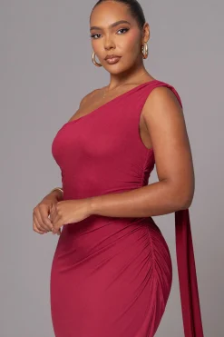 Red Kianna Drape Maxi Dress