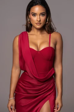 Red KRISTIANA SLIT DRESS