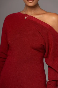 Red Night Shimmers Asymmetrical Maxi Dress