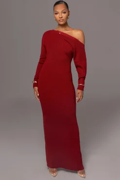 Red Night Shimmers Asymmetrical Maxi Dress