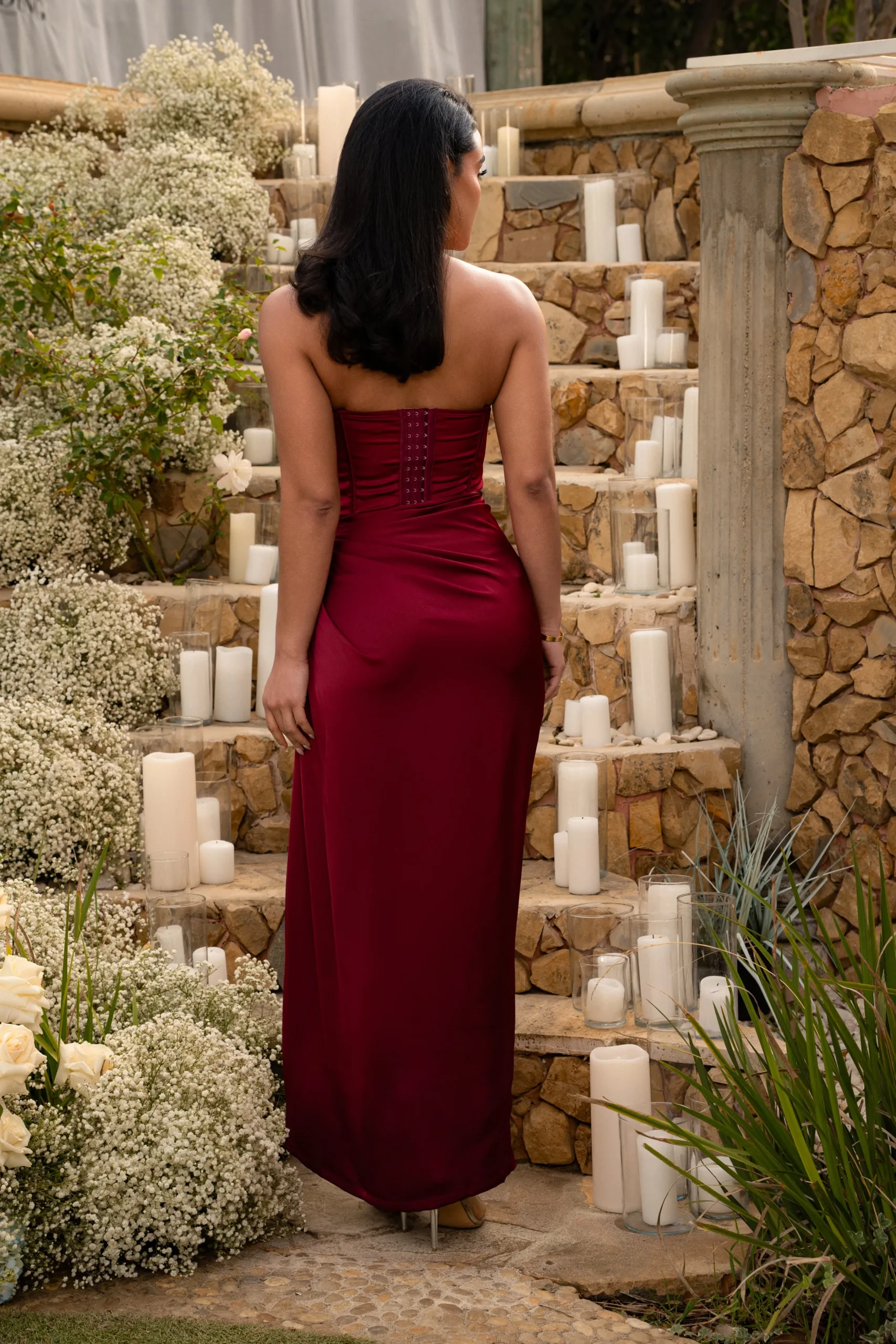 Red Olea Satin Skirt