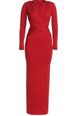 Red Rowan Plunge Maxi Dress