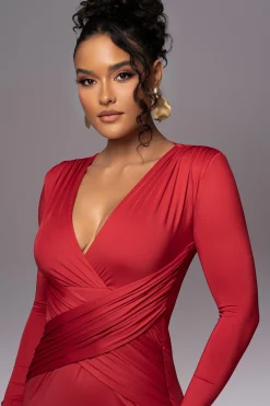 Red Rowan Plunge Maxi Dress
