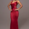 Red Satin Belle Maxi Dress