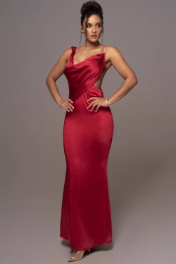 Red Satin Belle Maxi Dress